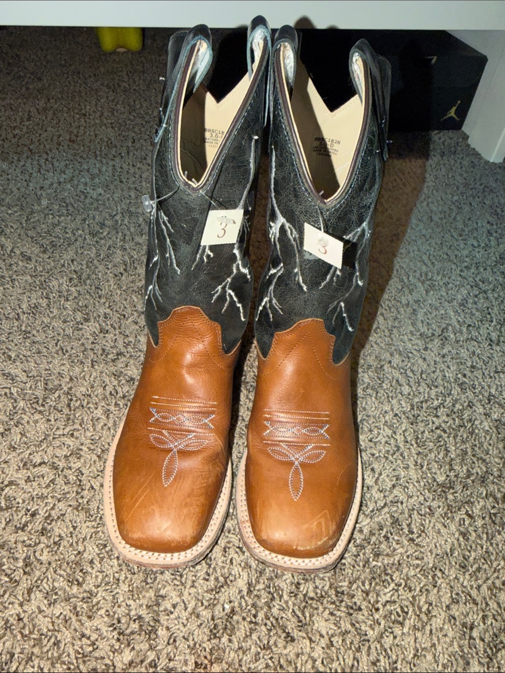 Kids Two-Tone Brown and Black Western Pull-On Boots